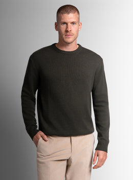 Wool/Cashmere Olive Crew Neck Knit