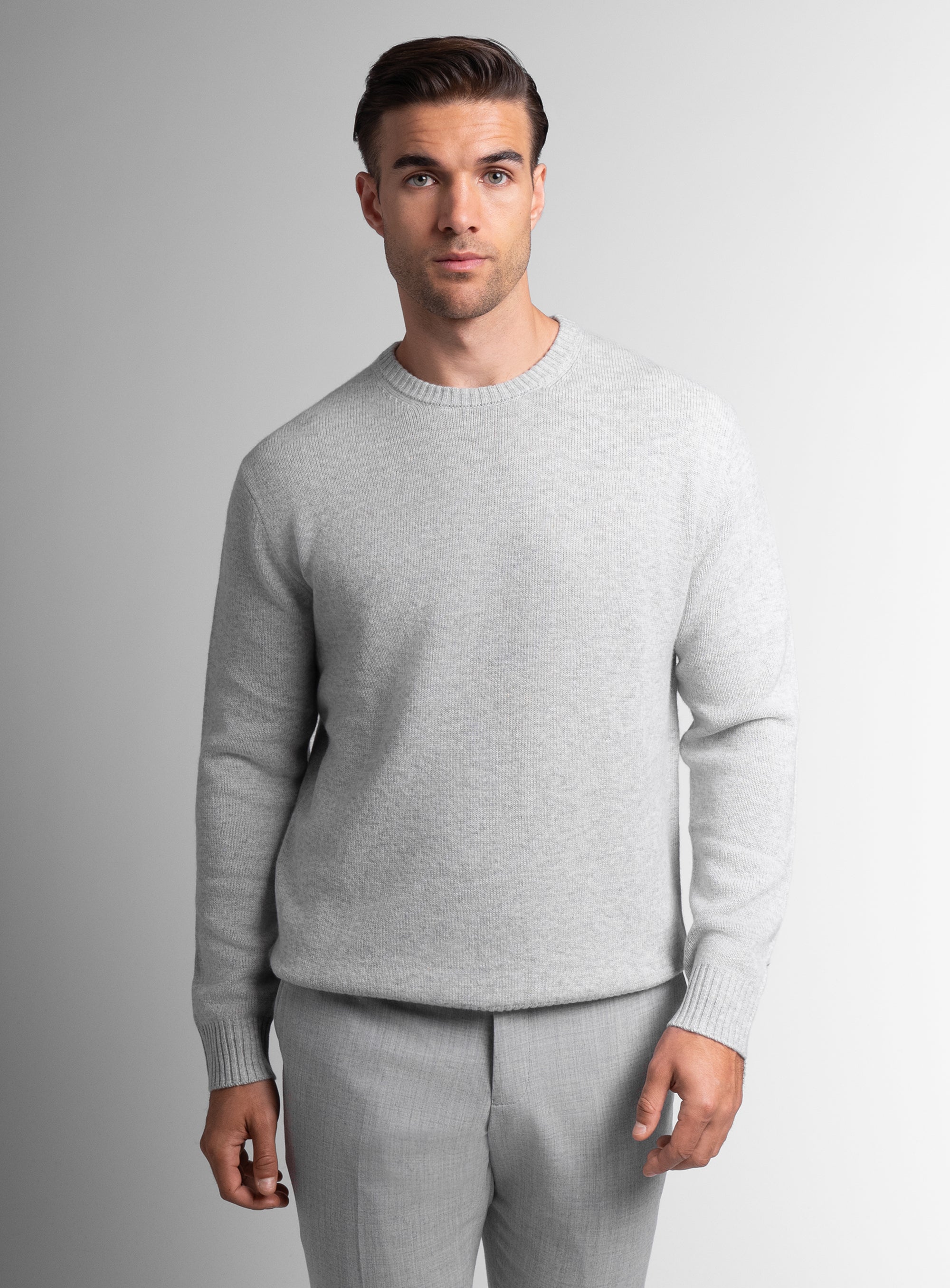 Wool/Cashmere Ash Crew Neck Knit | Peter Jackson