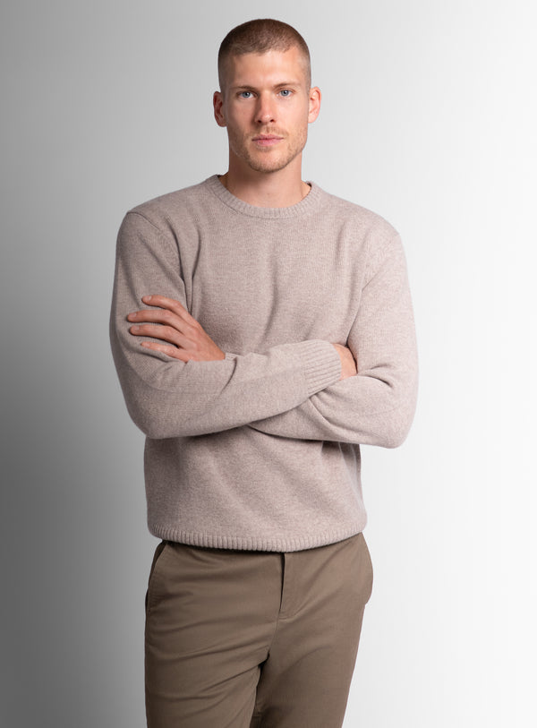 Wool/Cashmere Taupe Crew Neck Knit