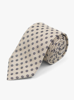 Bottinelli Sabbia Medallion Beige Silk Tie