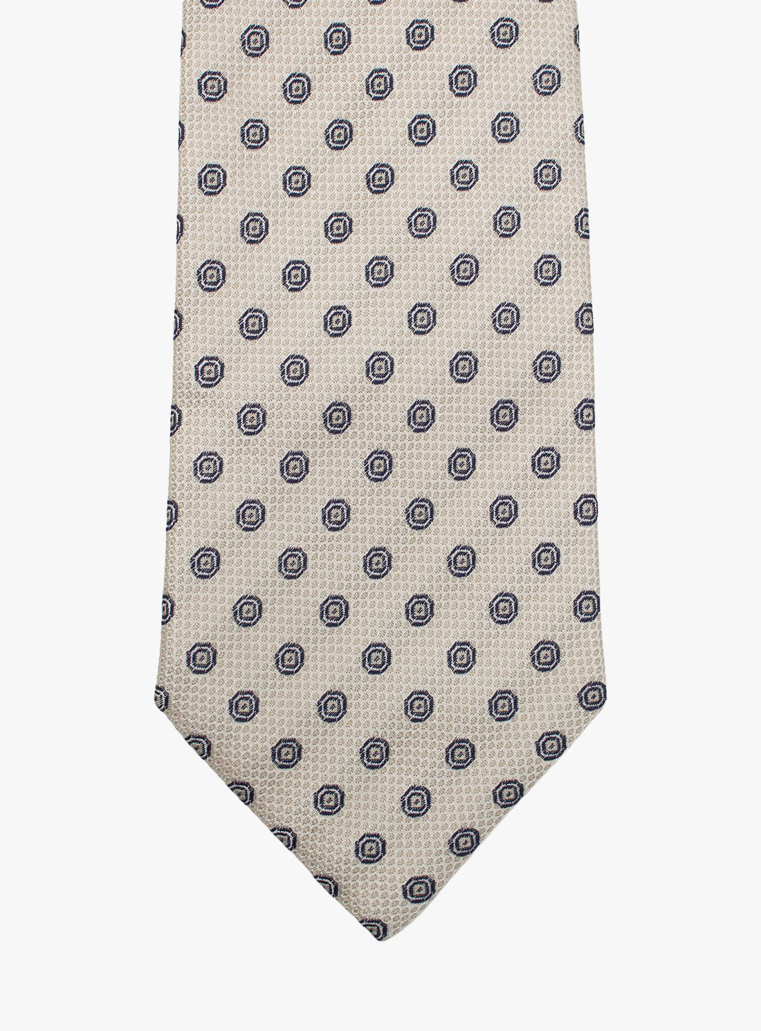 Front of the Bottinelli Sabbia Medallion Beige Silk Tie