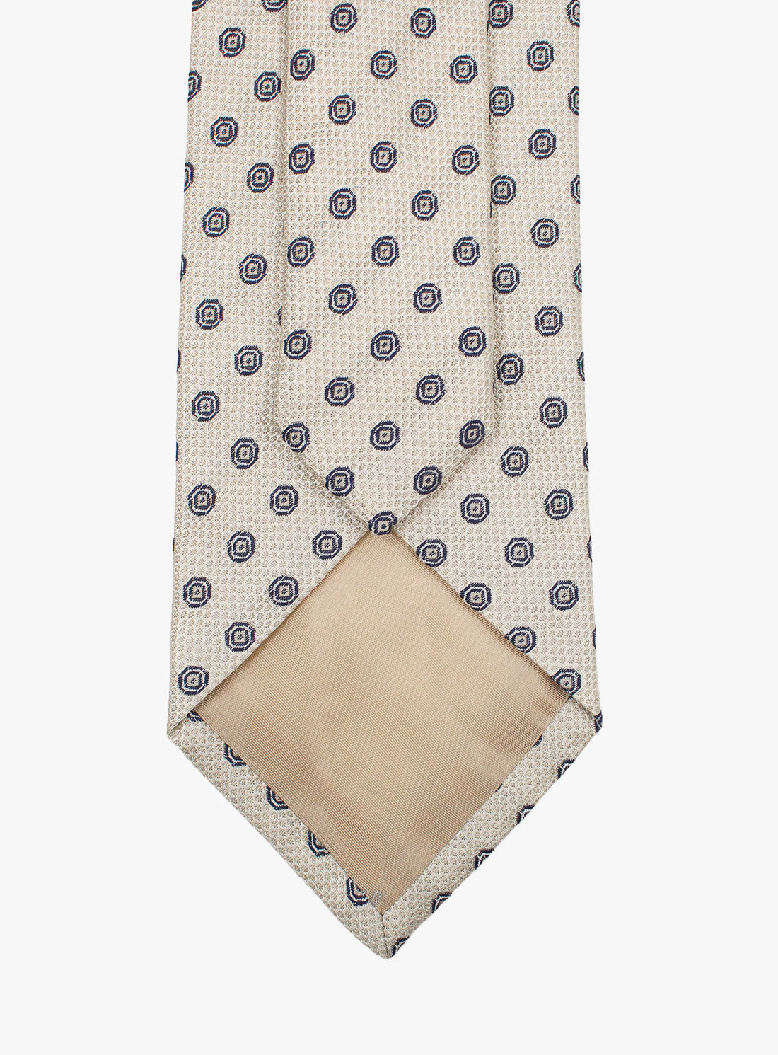 Back of the Bottinelli Sabbia Medallion Beige Silk Tie