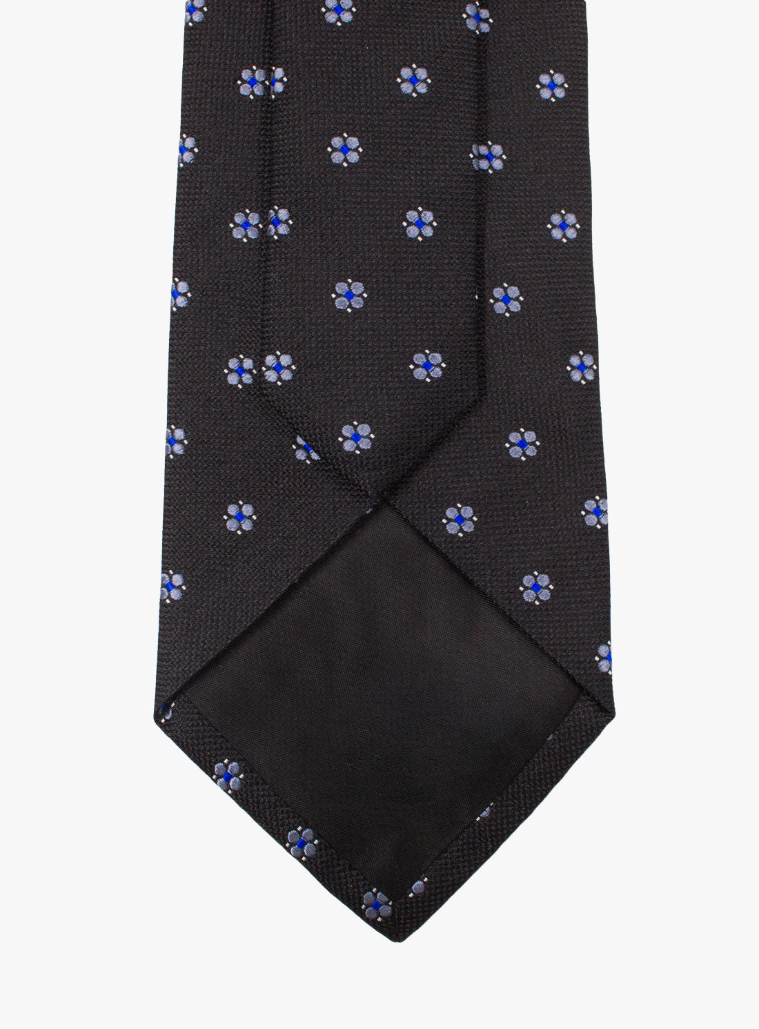 Back of the Bottinelli Nero Fiore Black Silk Tie
