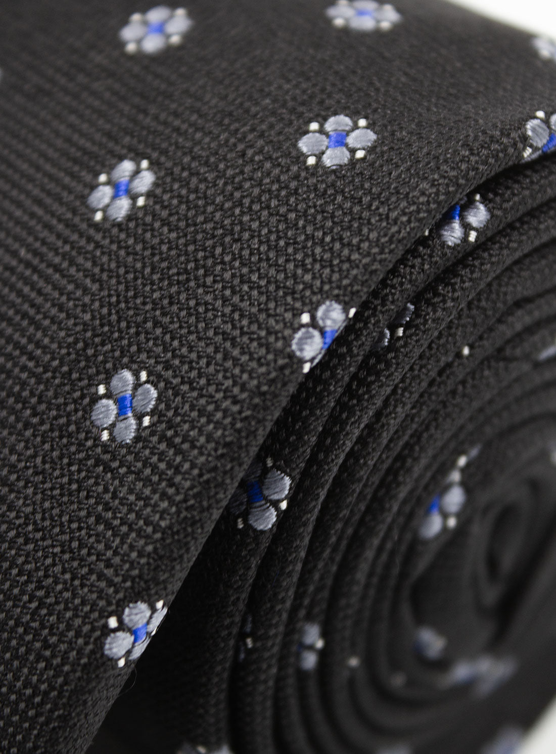 Close-up of the Bottinelli Nero Fiore Black Silk Tie