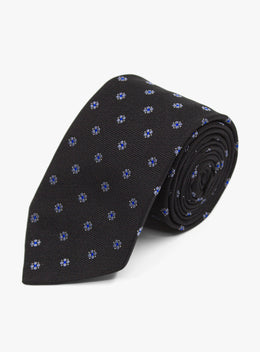 Bottinelli Nero Fiore Black Silk Tie
