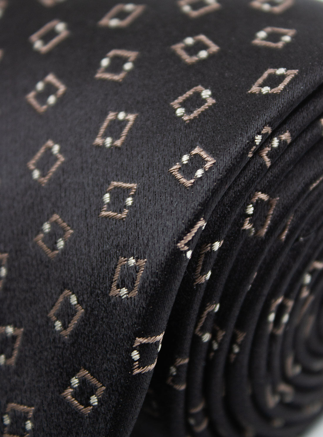 Close-up of the Bottinelli Caffe Geo Brown Silk Tie