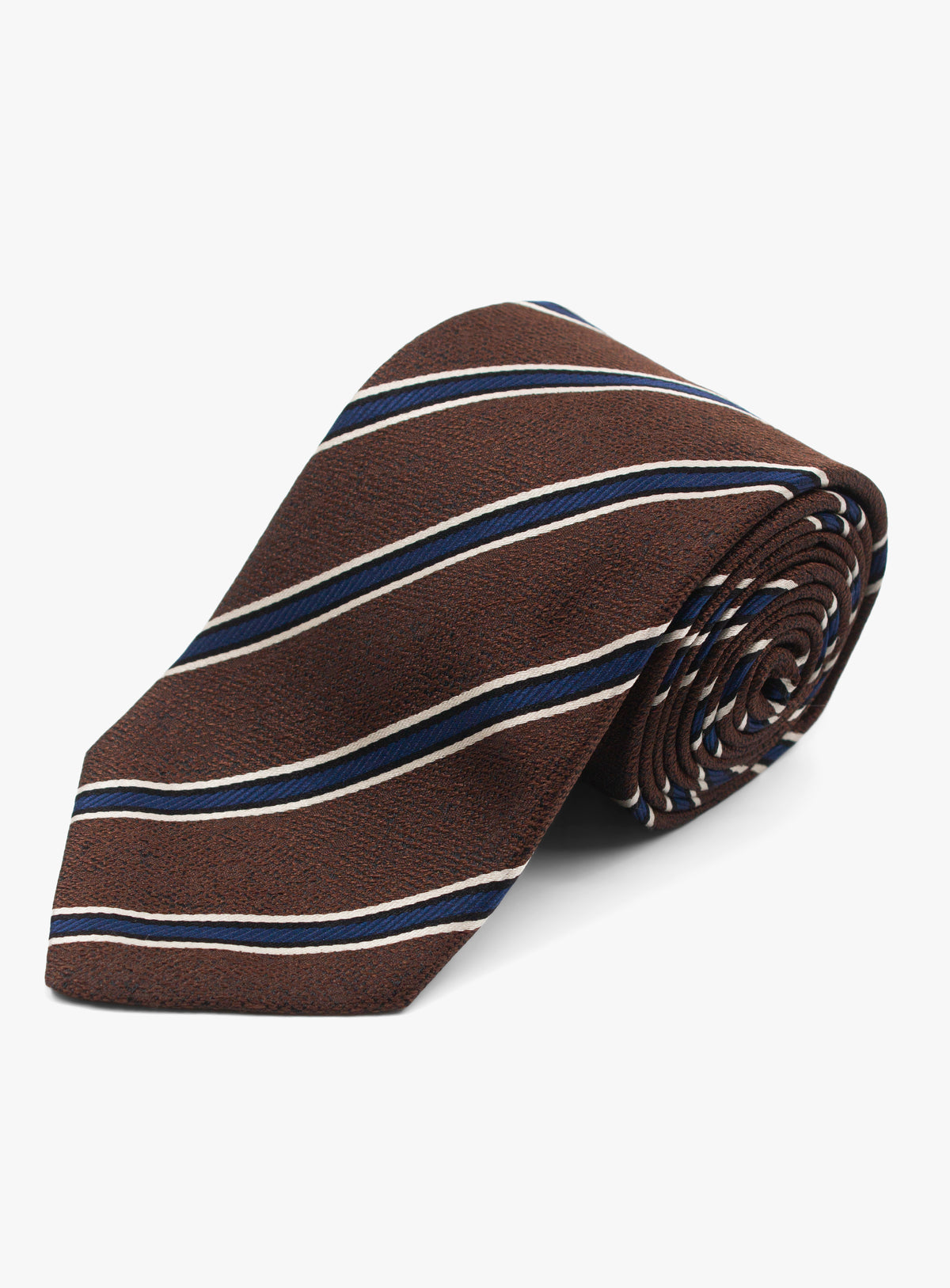 Bottinelli Regimental Stripe Brown Silk Tie