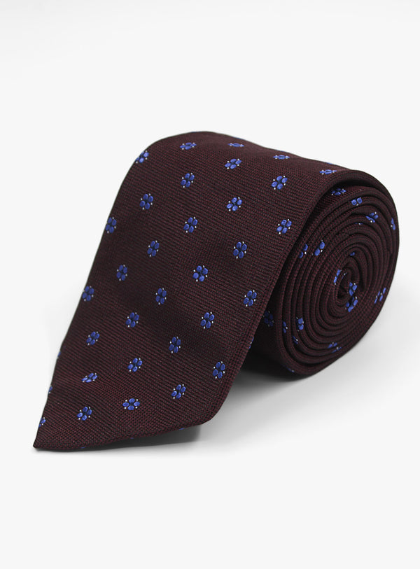 The Bottinelli Fiora Burgundy Silk Tie