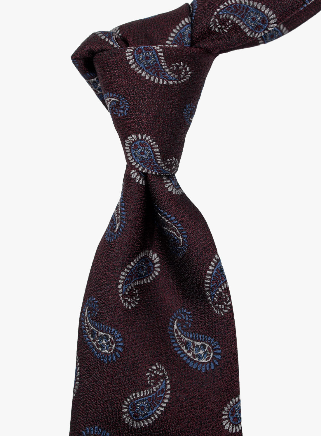 The Bottinelli Borgo Paisley Silk Tie when tied up 