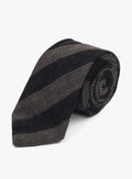 Bottinelli Charcoal Taupe Stripe Wool Tie