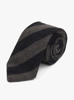 Bottinelli Charcoal Taupe Stripe Wool Tie