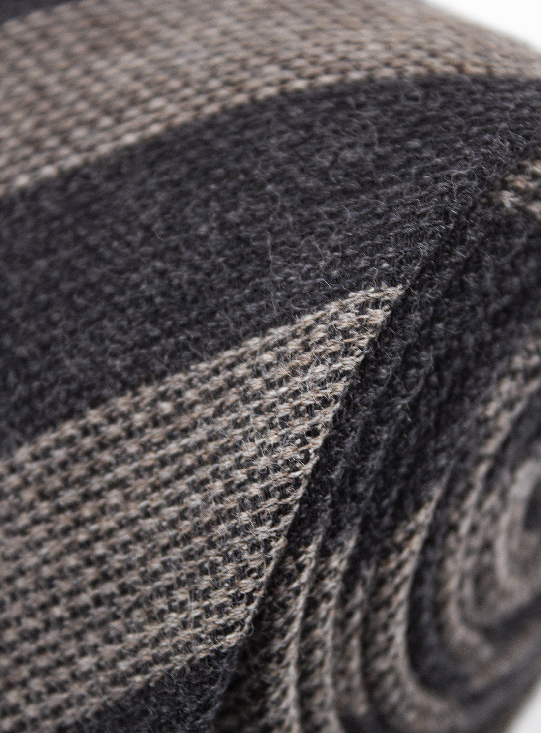 Close-up of the Bottinelli Charcoal Taupe Stripe Wool Tie
