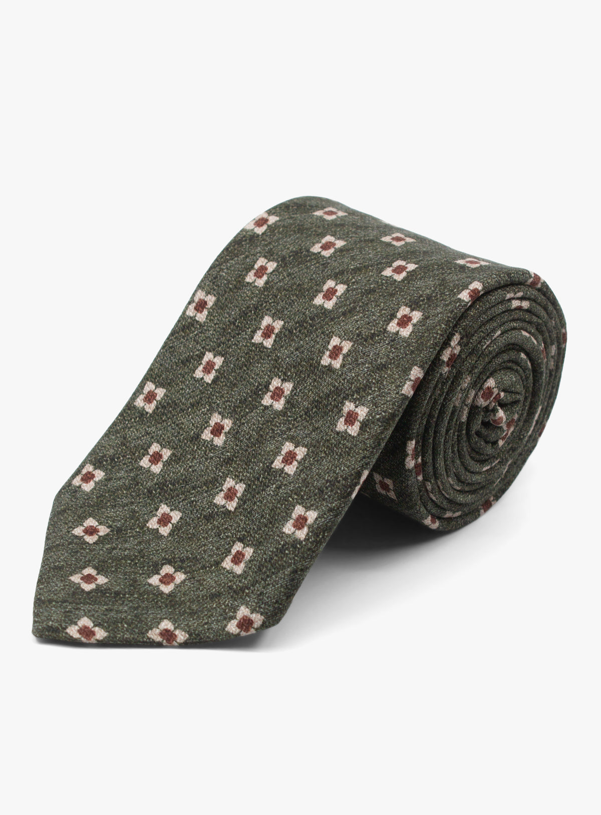 Bottinelli Floral Olive Silk Tie