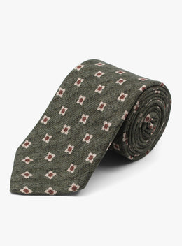 Bottinelli Floral Olive Silk Tie