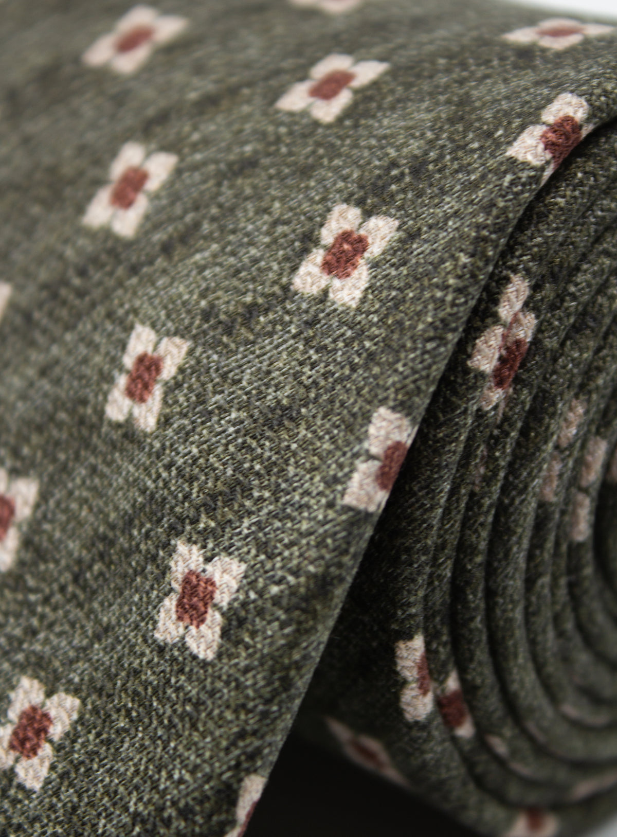 Bottinelli Floral Olive Silk Tie