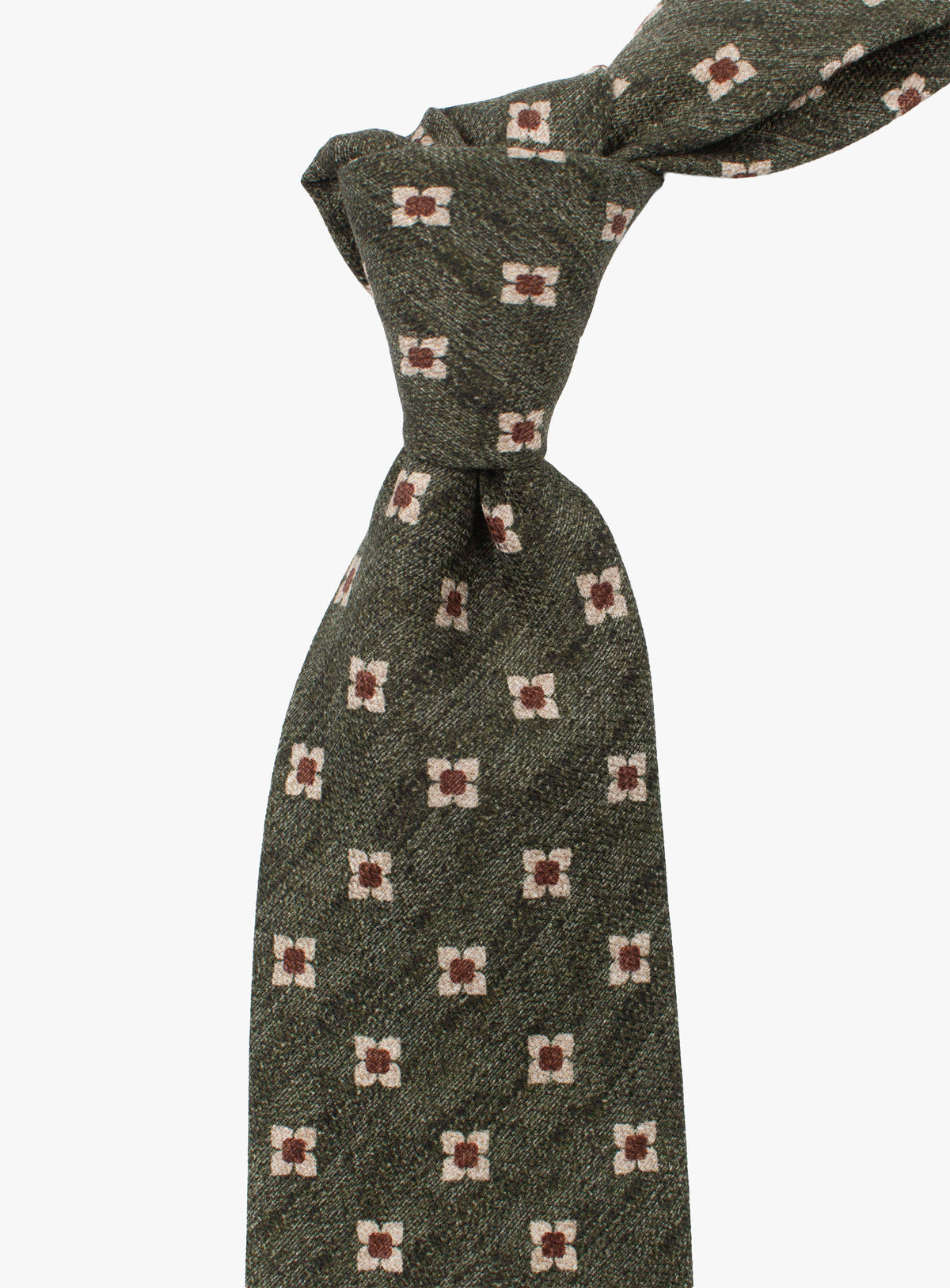 Bottinelli Floral Olive Silk Tie