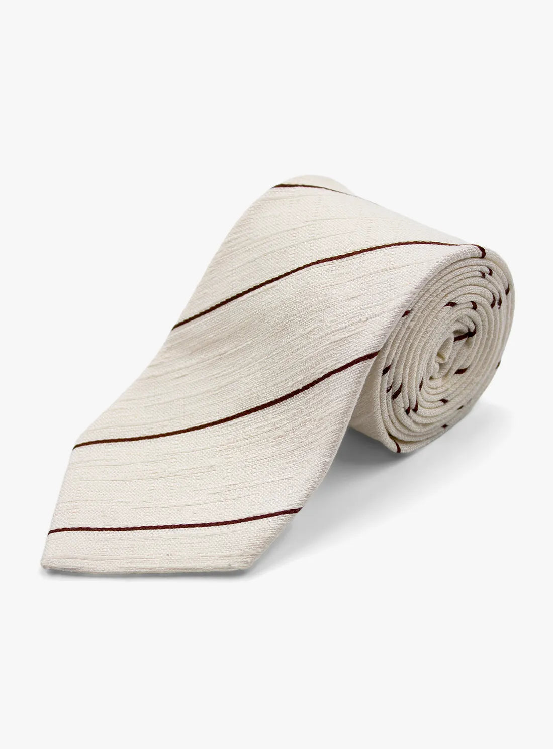White tie with red stripes on a white background