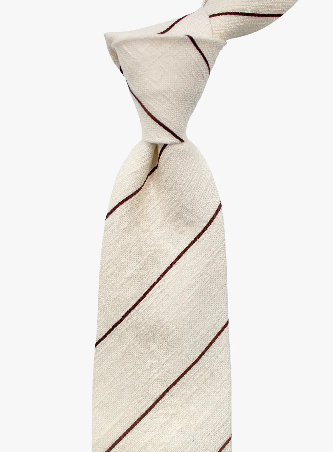 Beige tie with brown stripes on a white background