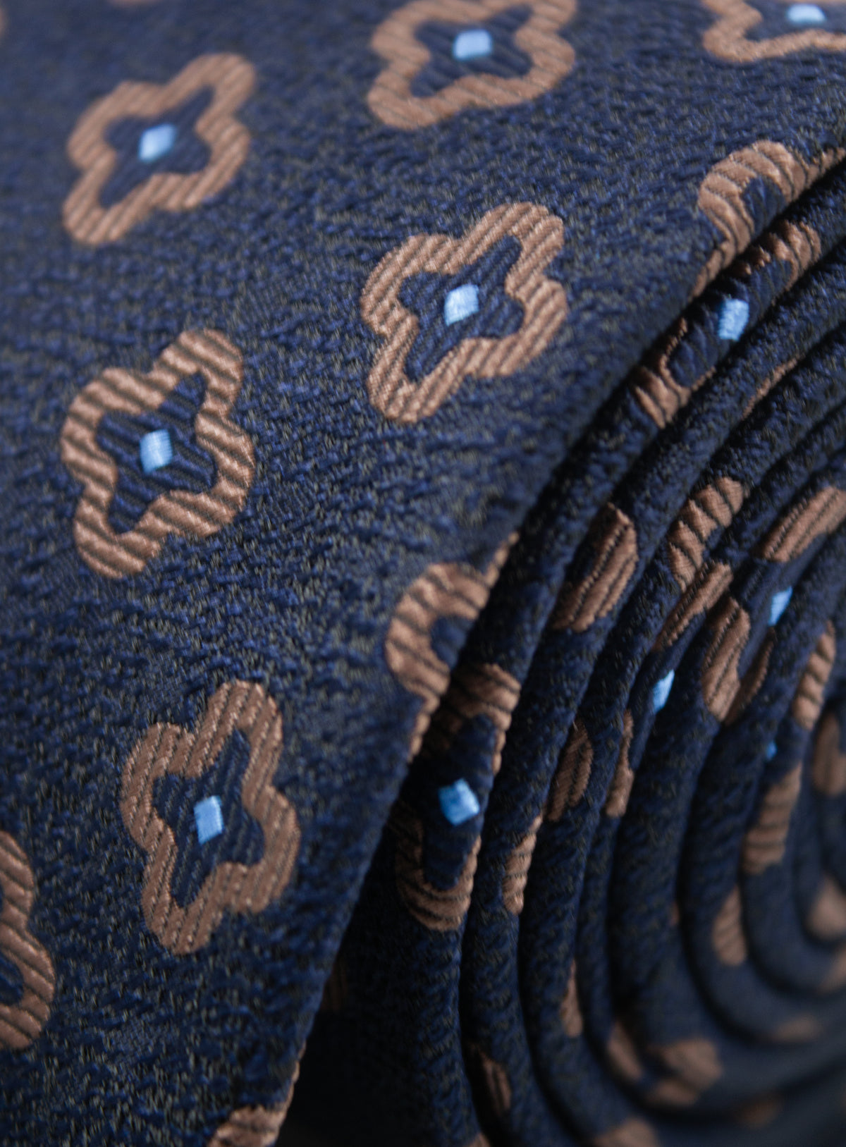 Bottinelli Geometric Floral Navy Silk Tie