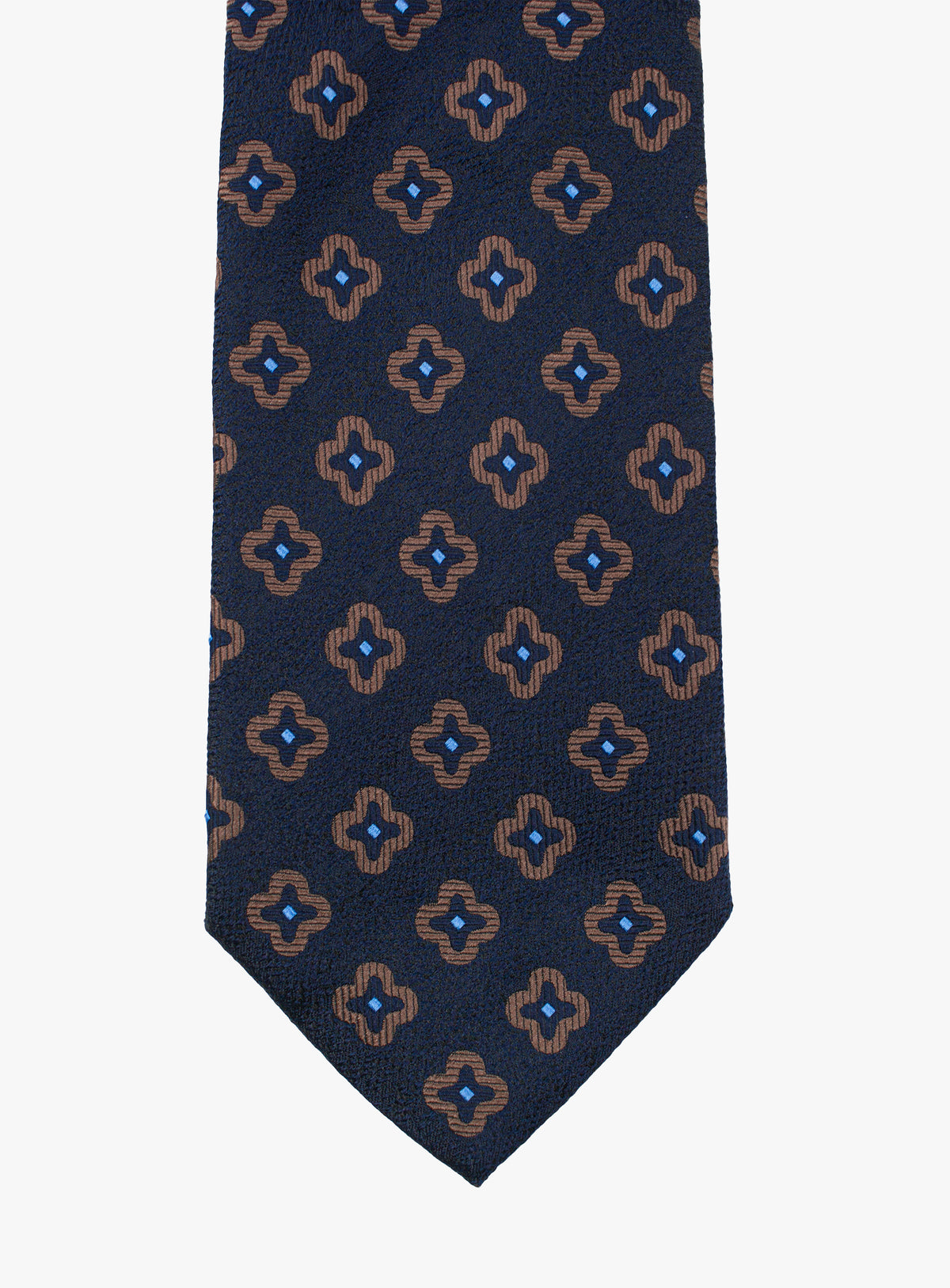 Bottinelli Geometric Floral Navy Silk Tie