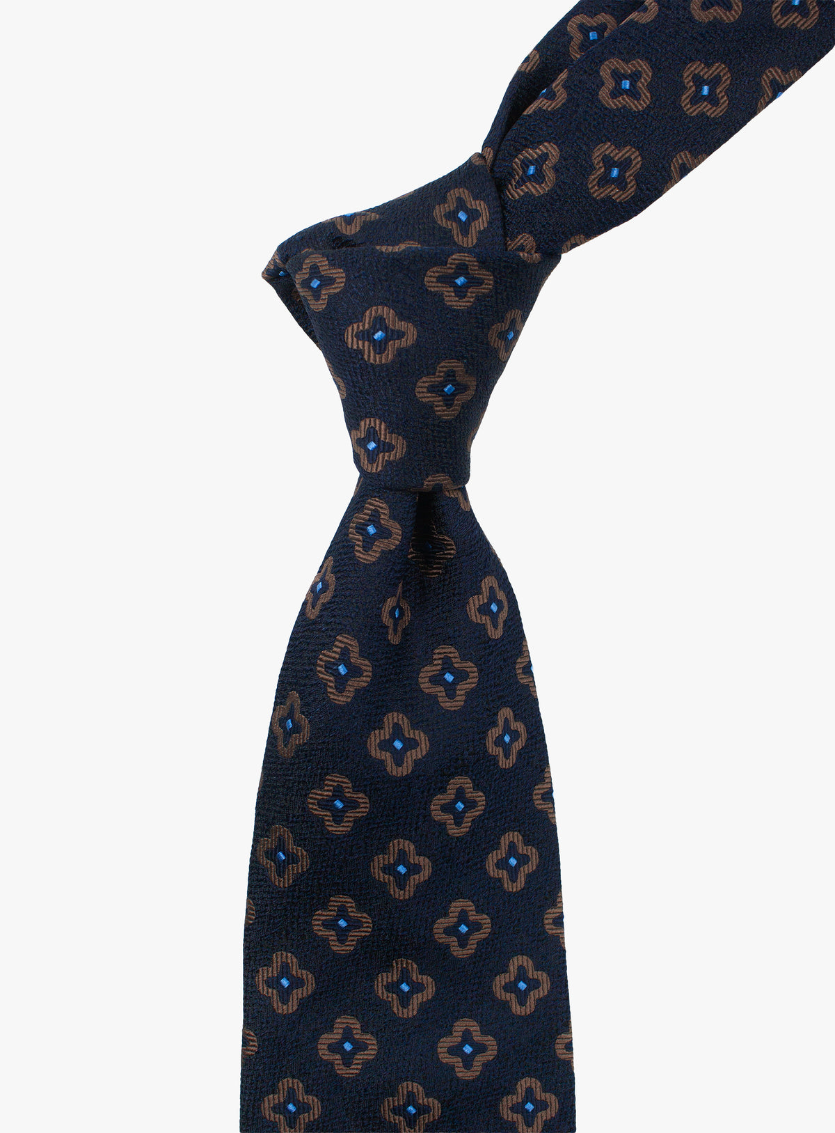 Bottinelli Geometric Floral Navy Silk Tie