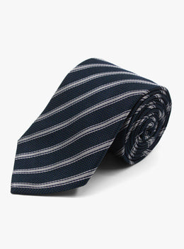 Bottinelli Club Stripe Navy & Green Silk Tie