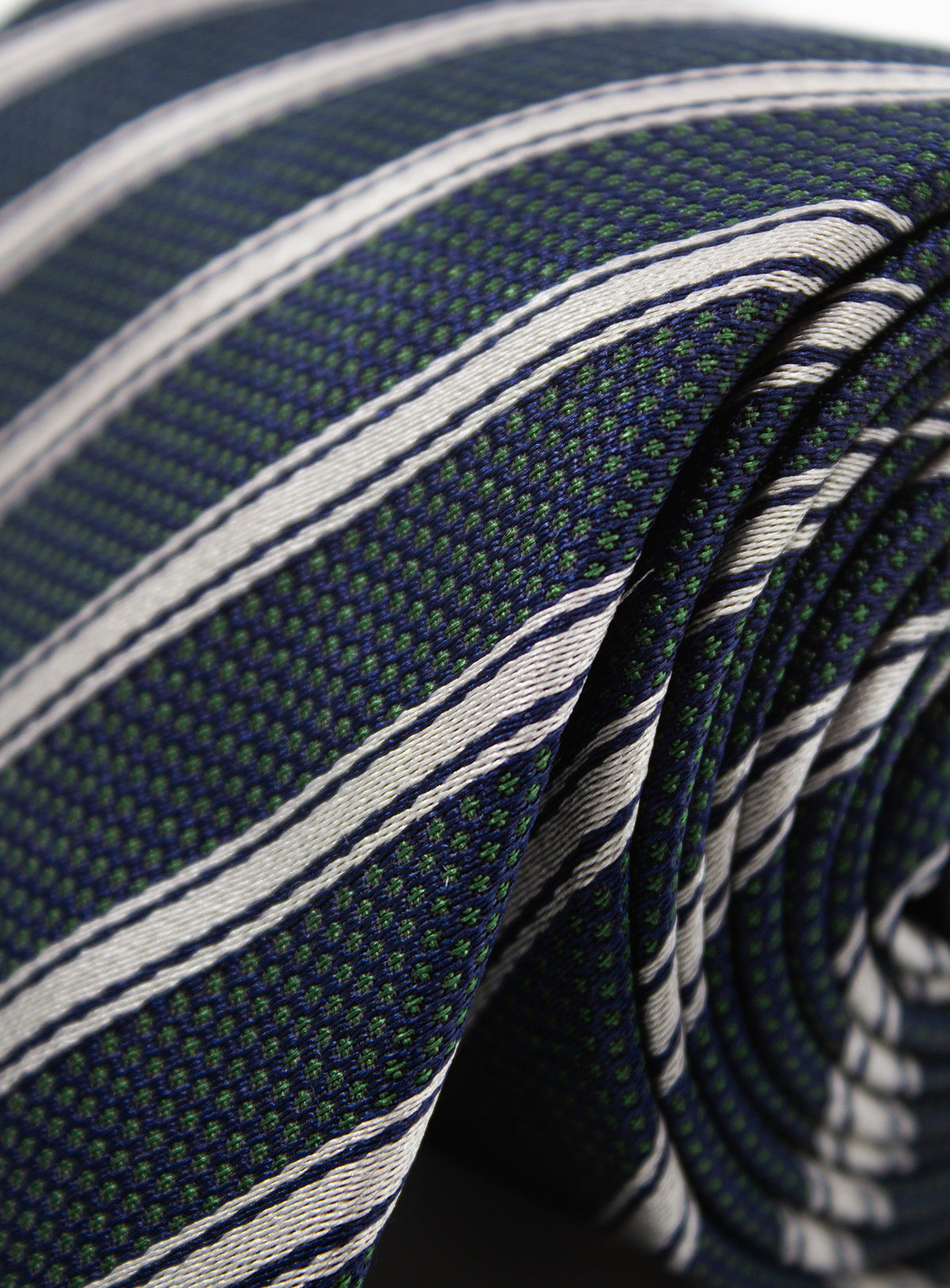 Bottinelli Club Stripe Navy & Green Silk Tie