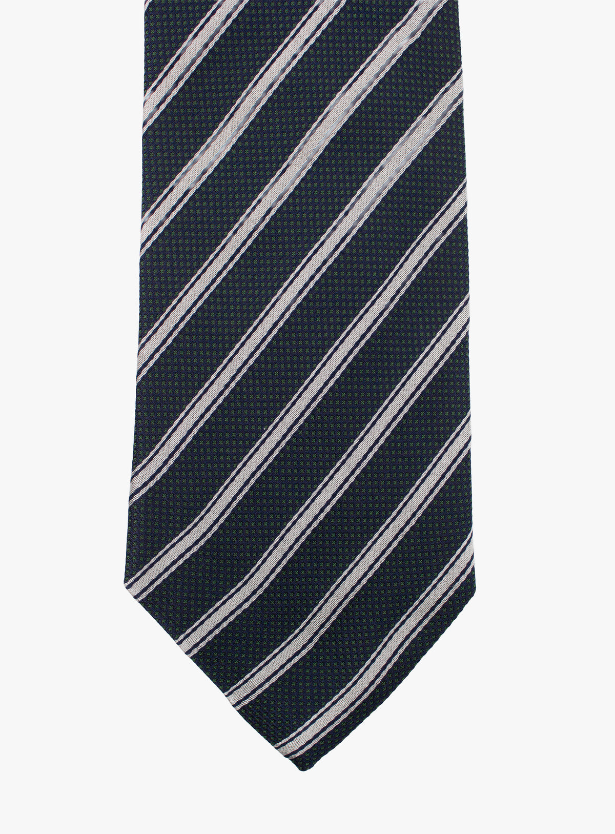 Bottinelli Club Stripe Navy & Green Silk Tie