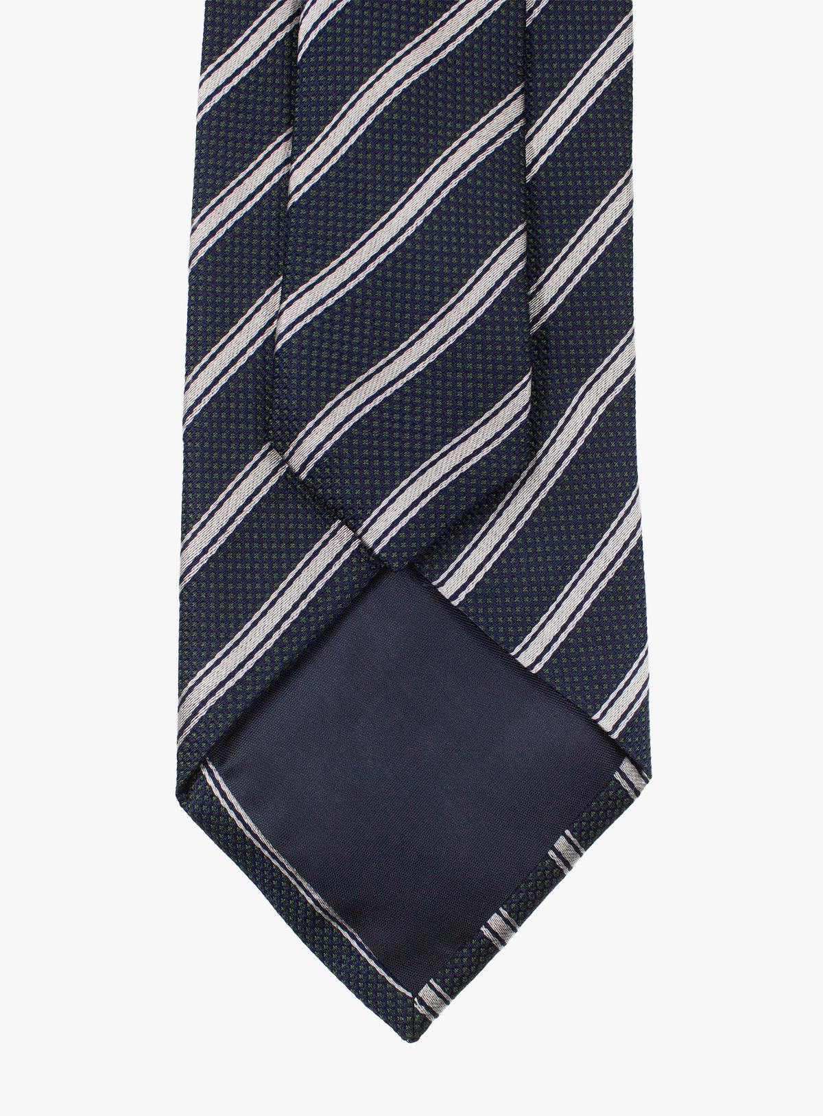 Bottinelli Club Stripe Navy & Green Silk Tie