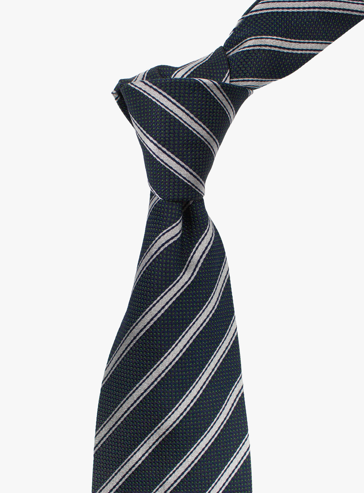 Bottinelli Club Stripe Navy & Green Silk Tie