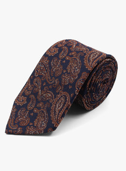 Bottinelli Paisley Navy & Rust Silk Tie