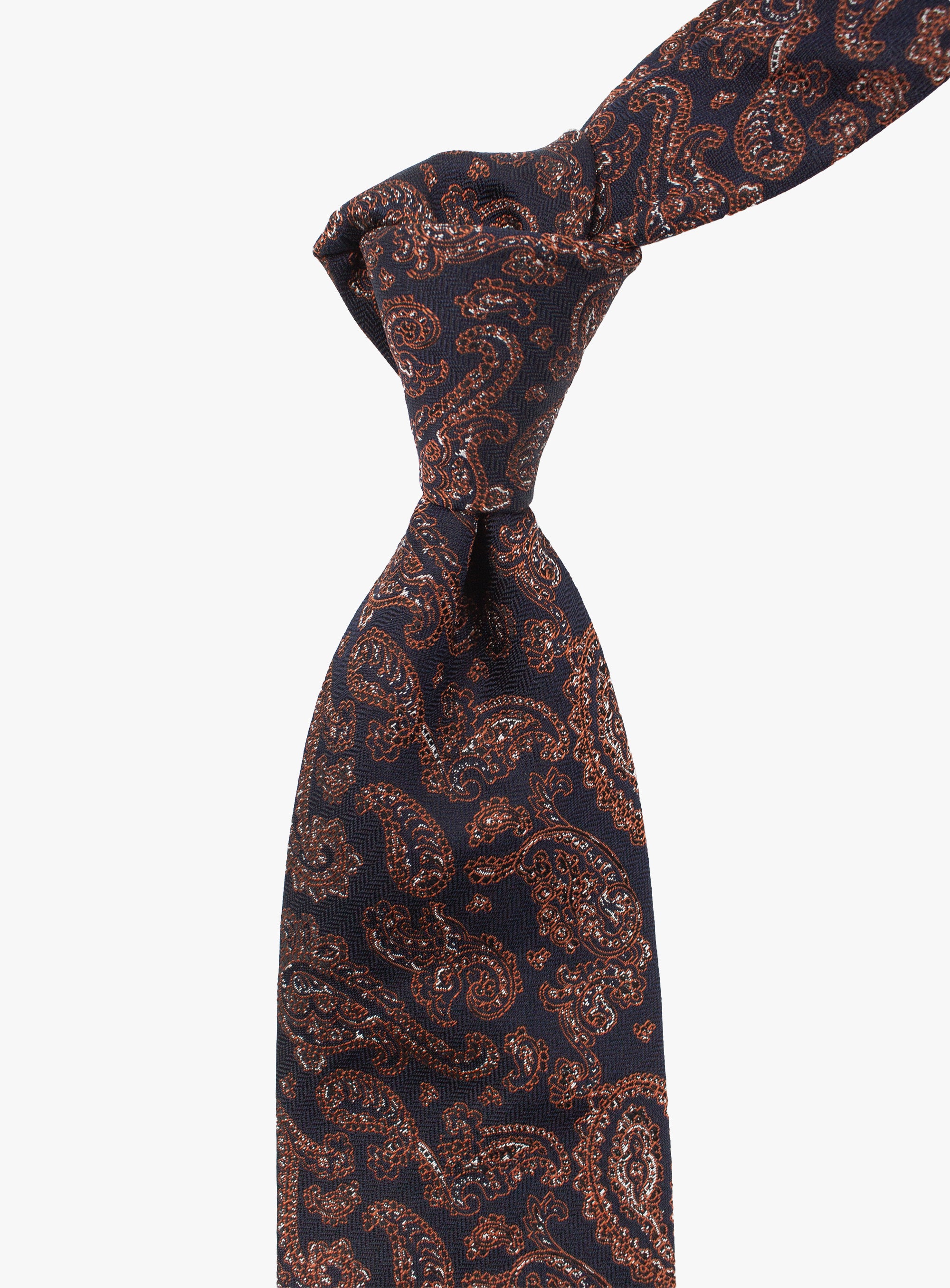 Bottinelli Paisley Navy & Rust Silk Tie | Peter Jackson