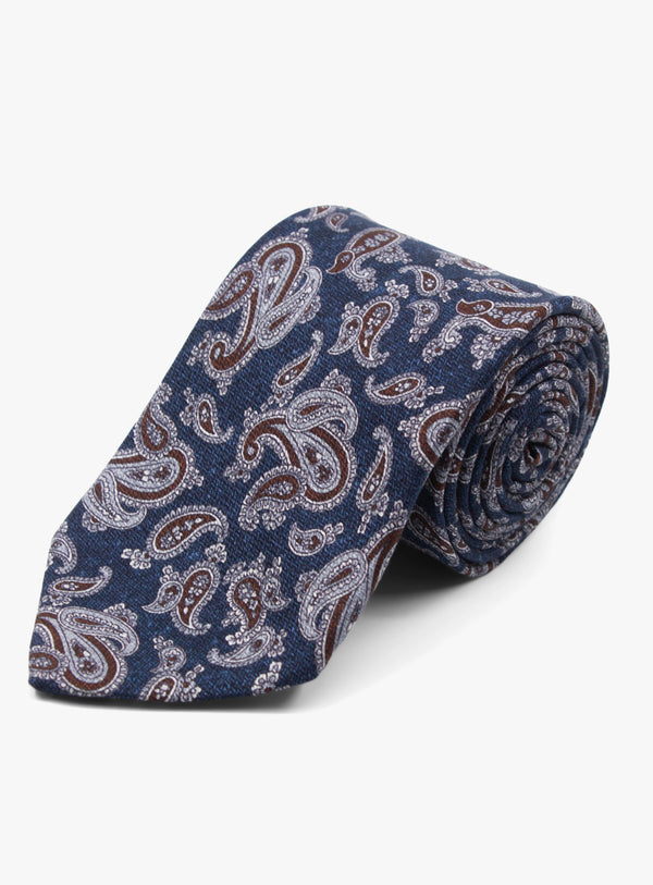 Bottinelli Ornate Paisley Navy Silk Tie