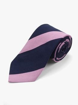 Bottinelli Double-Ended Pink Navy Stripe Tie