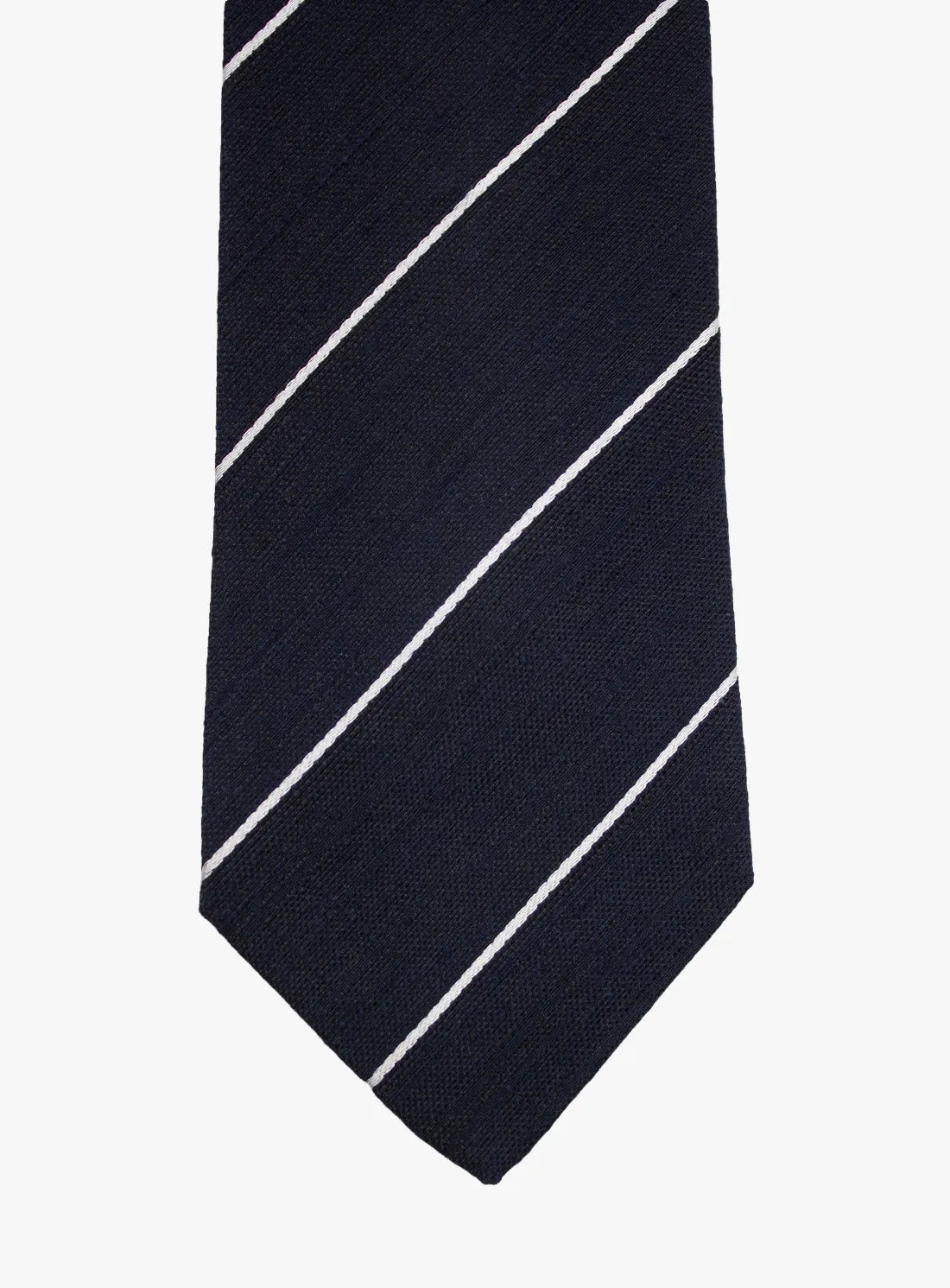 Black tie with white stripes on a white background