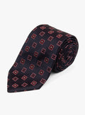 Bottinelli Nero Rosso Geo Navy Silk Tie