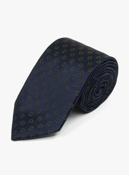 Bottinelli Bosco Geo Navy Silk Tie