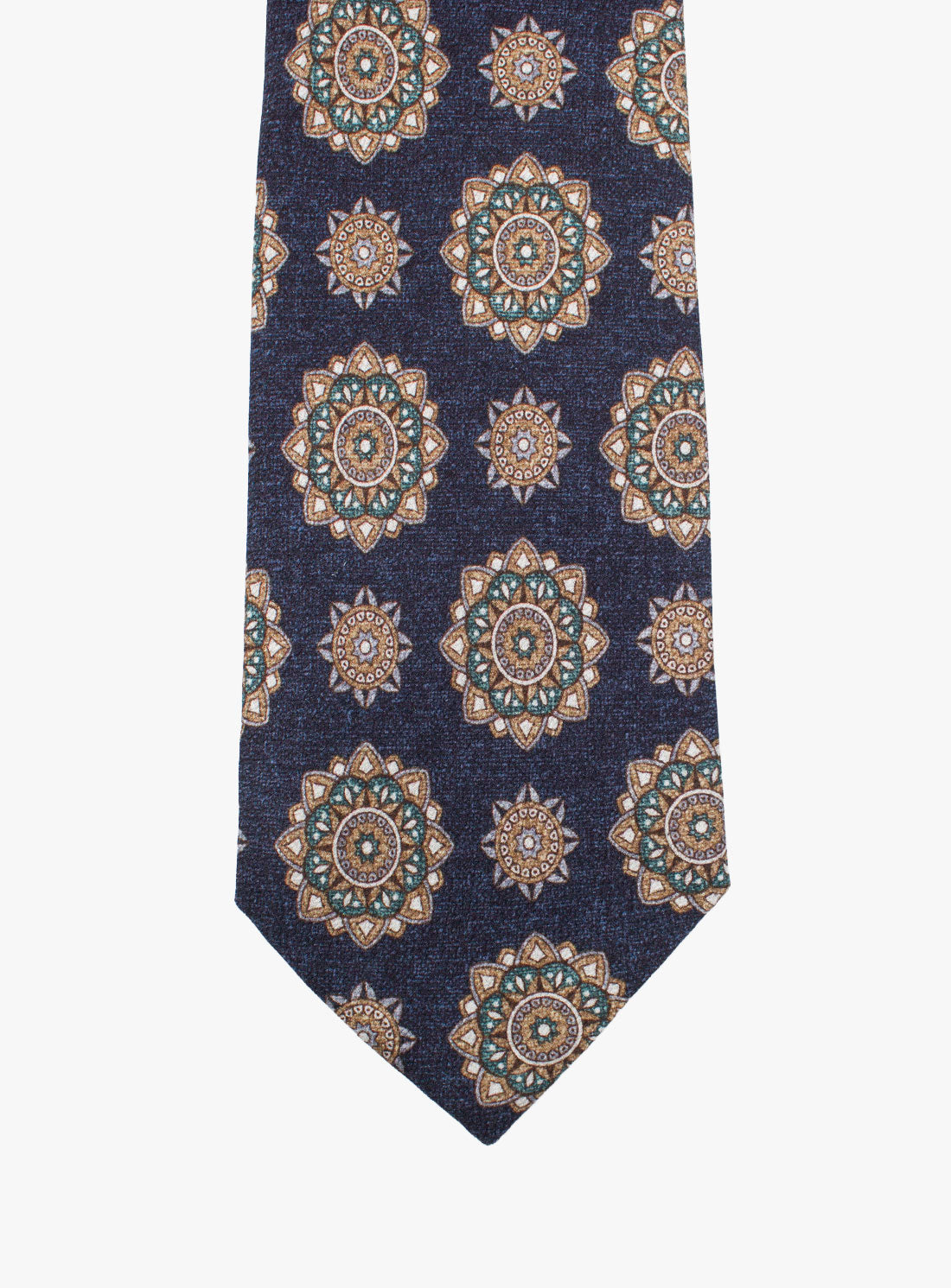 Front of the Bottinelli Notte Medallion Navy Silk Tie