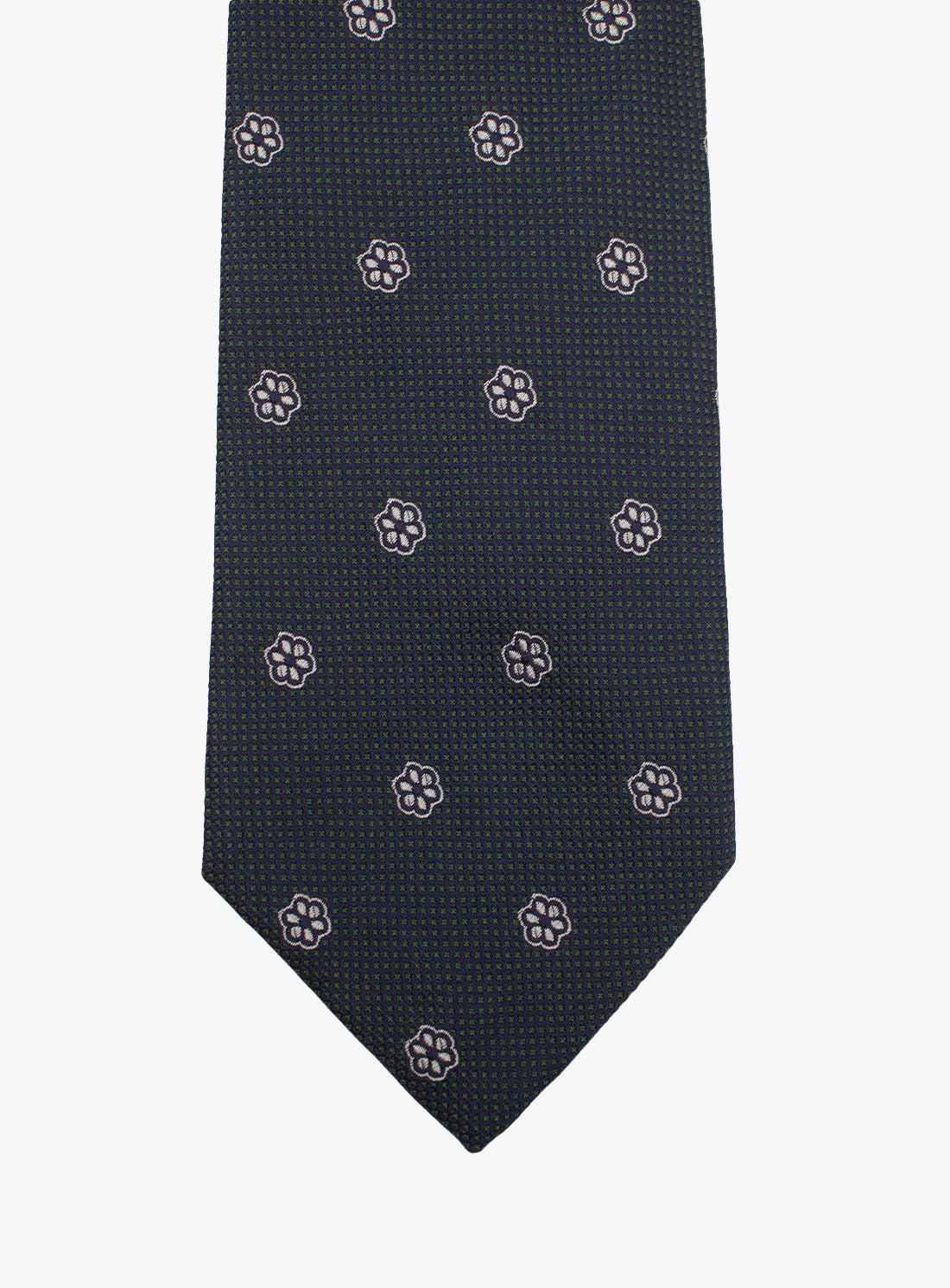 The lower half of the Bottinelli Notte Floral Navy Silk Tie