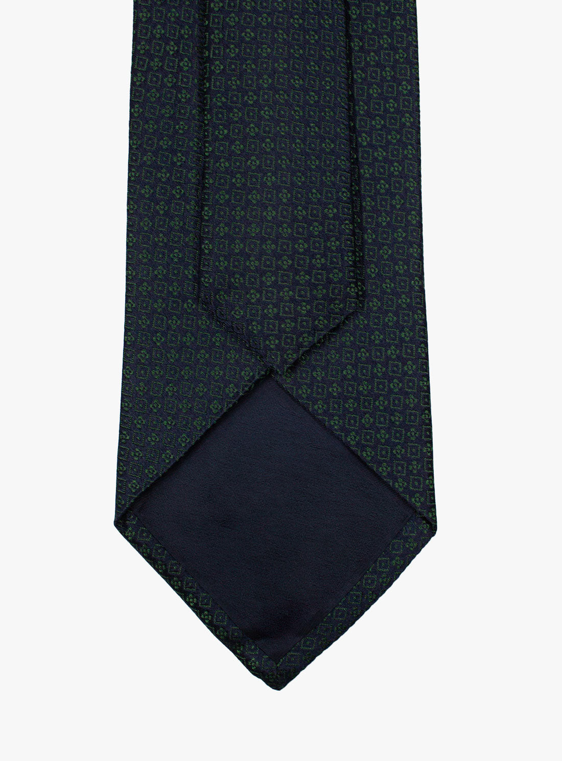 The back of the Bottinelli Notte Verde Navy Silk Tie