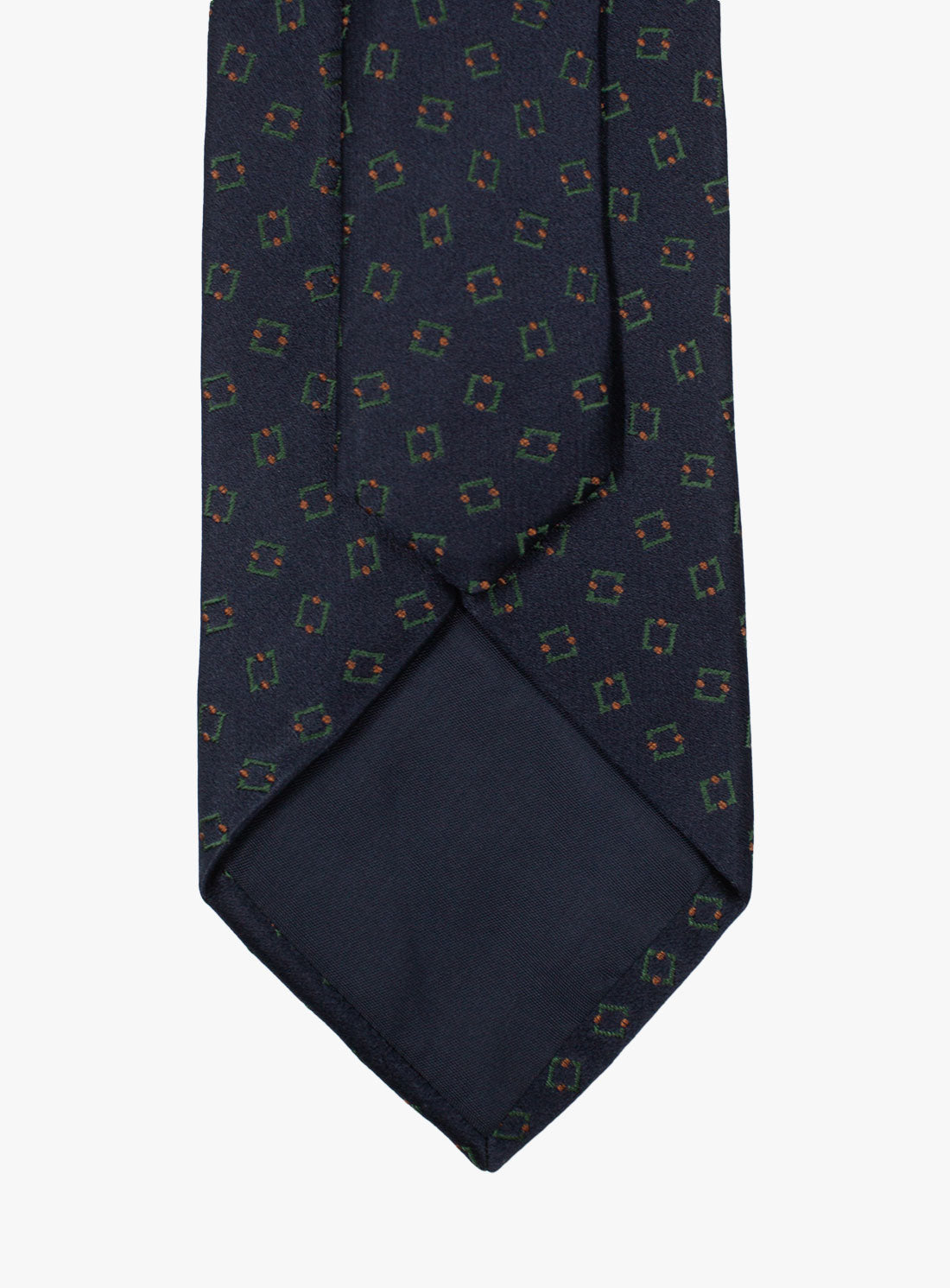 Back of the Bottinelli Bosco Geo Navy Silk Tie