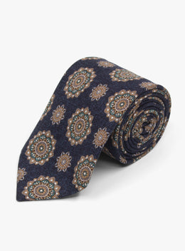 Bottinelli Notte Medallion Navy Silk Tie