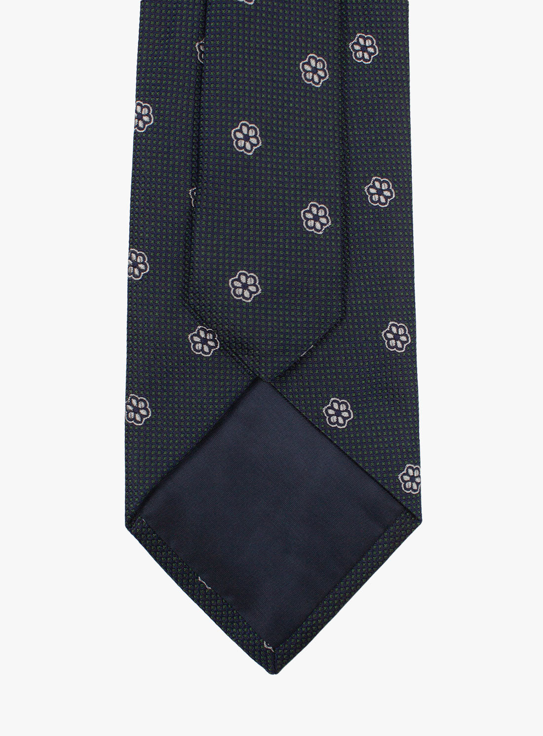 The back of the Bottinelli Notte Floral Navy Silk Tie