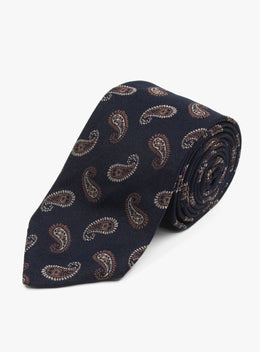 Bottinelli Notte Paisley Navy Silk Tie