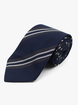 Bottinelli Contrast Stripe Navy Silk Tie