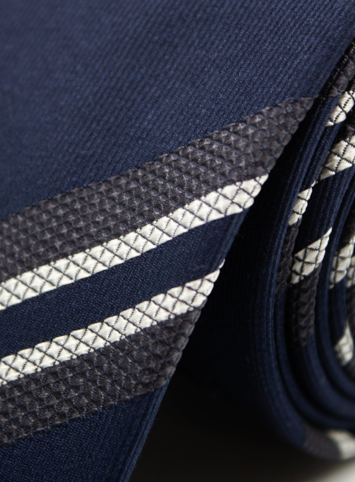 Bottinelli Contrast Stripe Navy Silk Tie