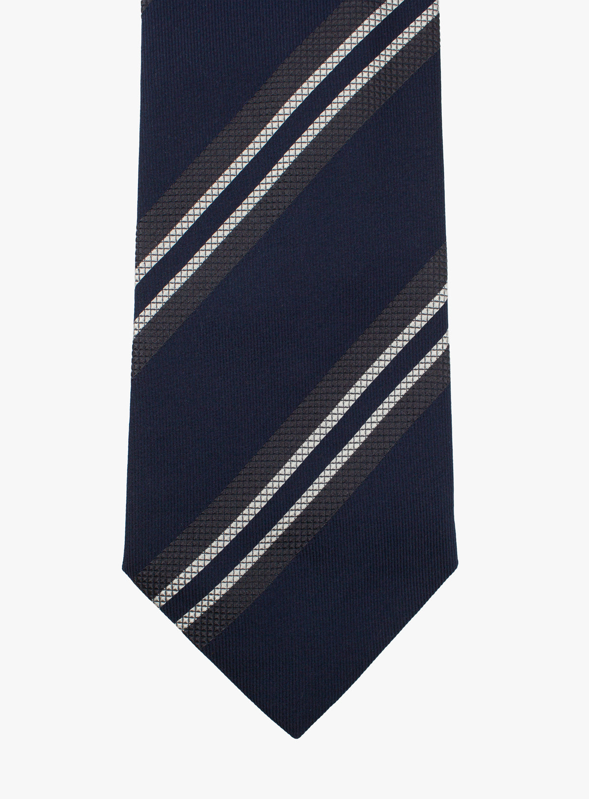 Bottinelli Contrast Stripe Navy Silk Tie