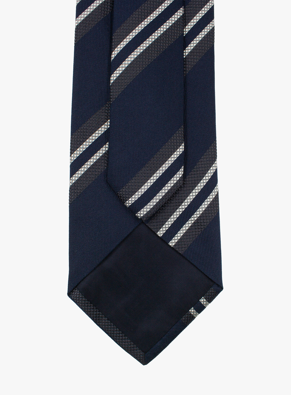 Bottinelli Contrast Stripe Navy Silk Tie