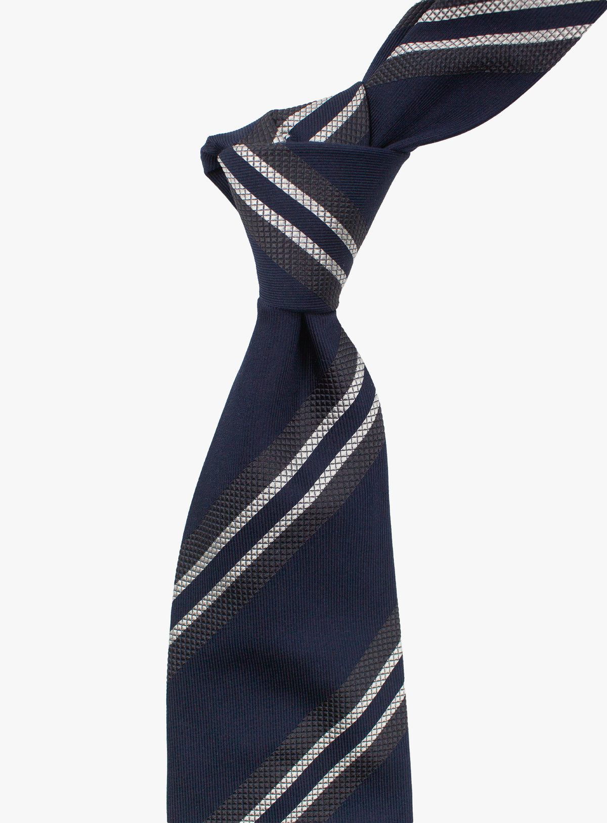 Bottinelli Contrast Stripe Navy Silk Tie