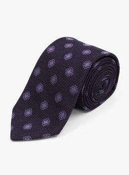 Bottinelli Viola Medallion Plum Silk Tie